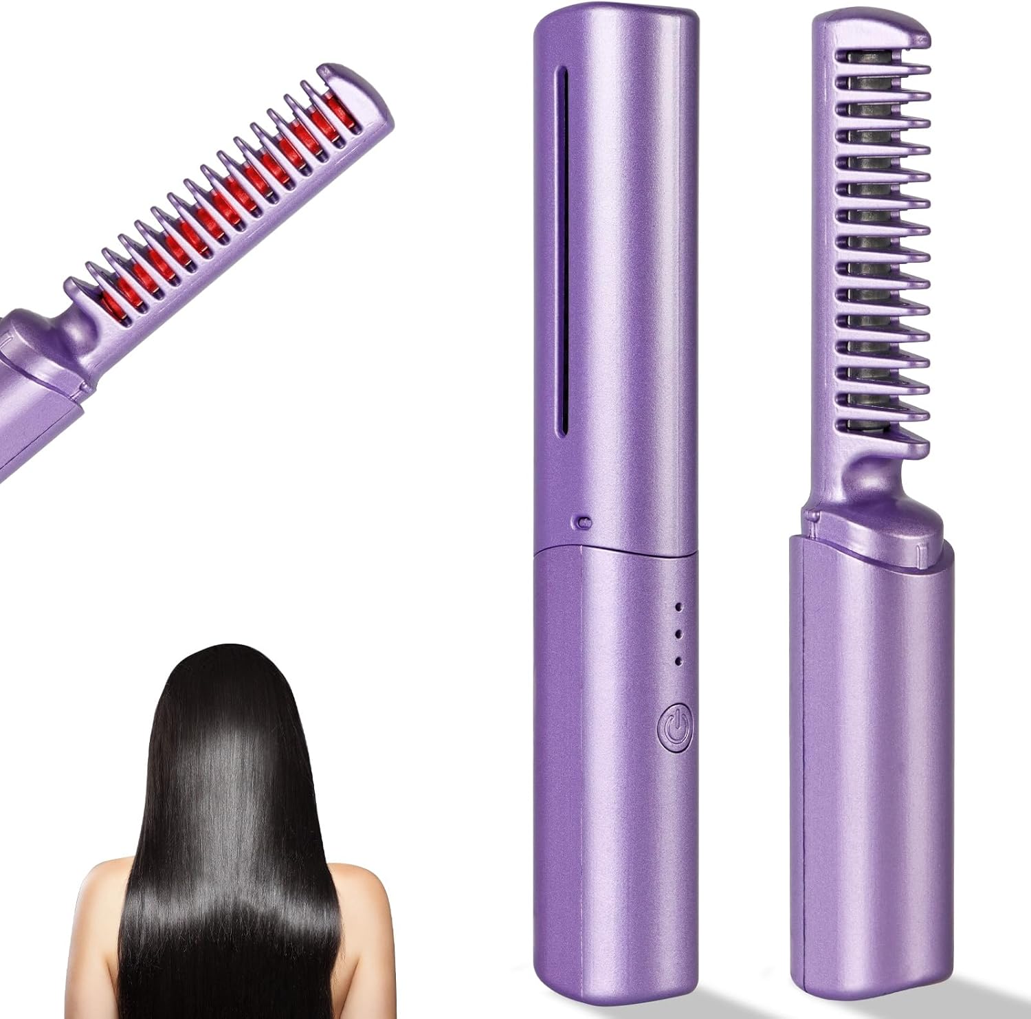 Wireless Mini Hair Straightener, Electric Straightening Comb, 2 in 1