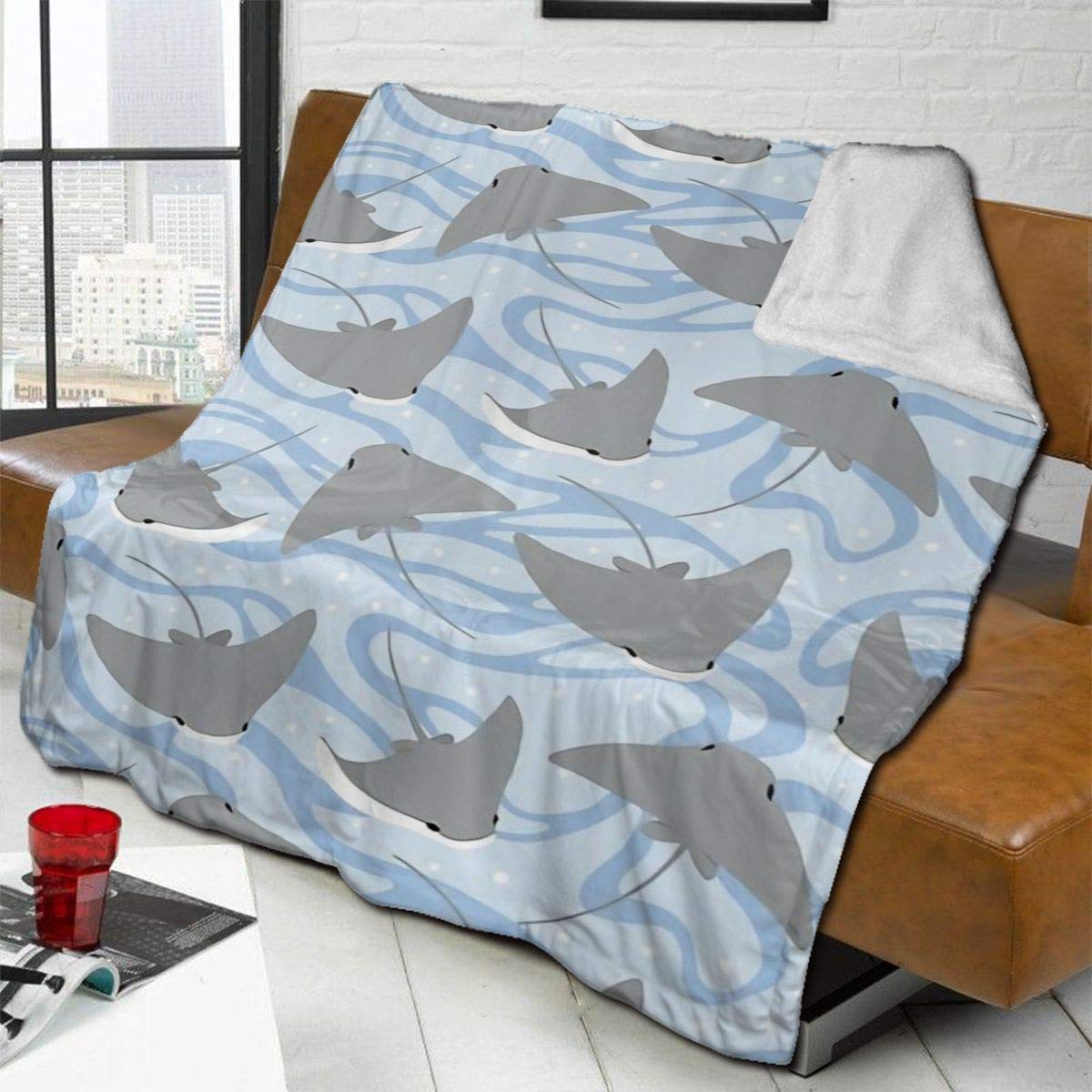 Stingrays Cownose Ray Sticker Pack Boutique Blankets Soft Comfortable Plush Microfiber Flannel Blanket 60x50inch