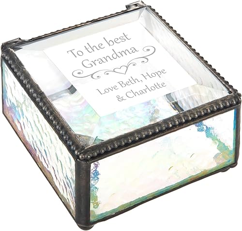 Miniatura 2 de Caja de cristal personalizada regalo de la abuela caja de joyería recuerdo tocador organizador decorativo vitrina cumpleaños día de la madre Nana