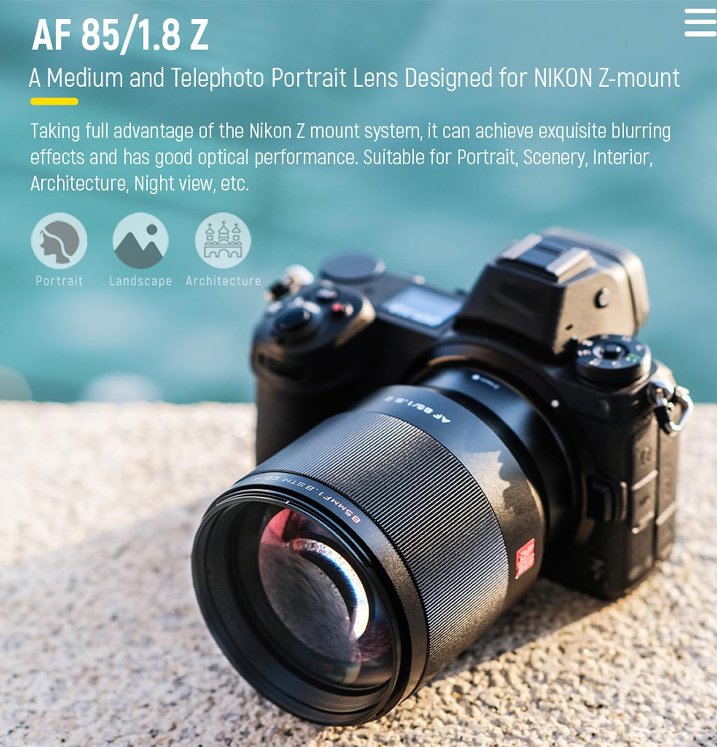 Amazon.com : VILTROX 85mm f/1.8 Z Lens for Nikon, 85mm F1.8 Z 