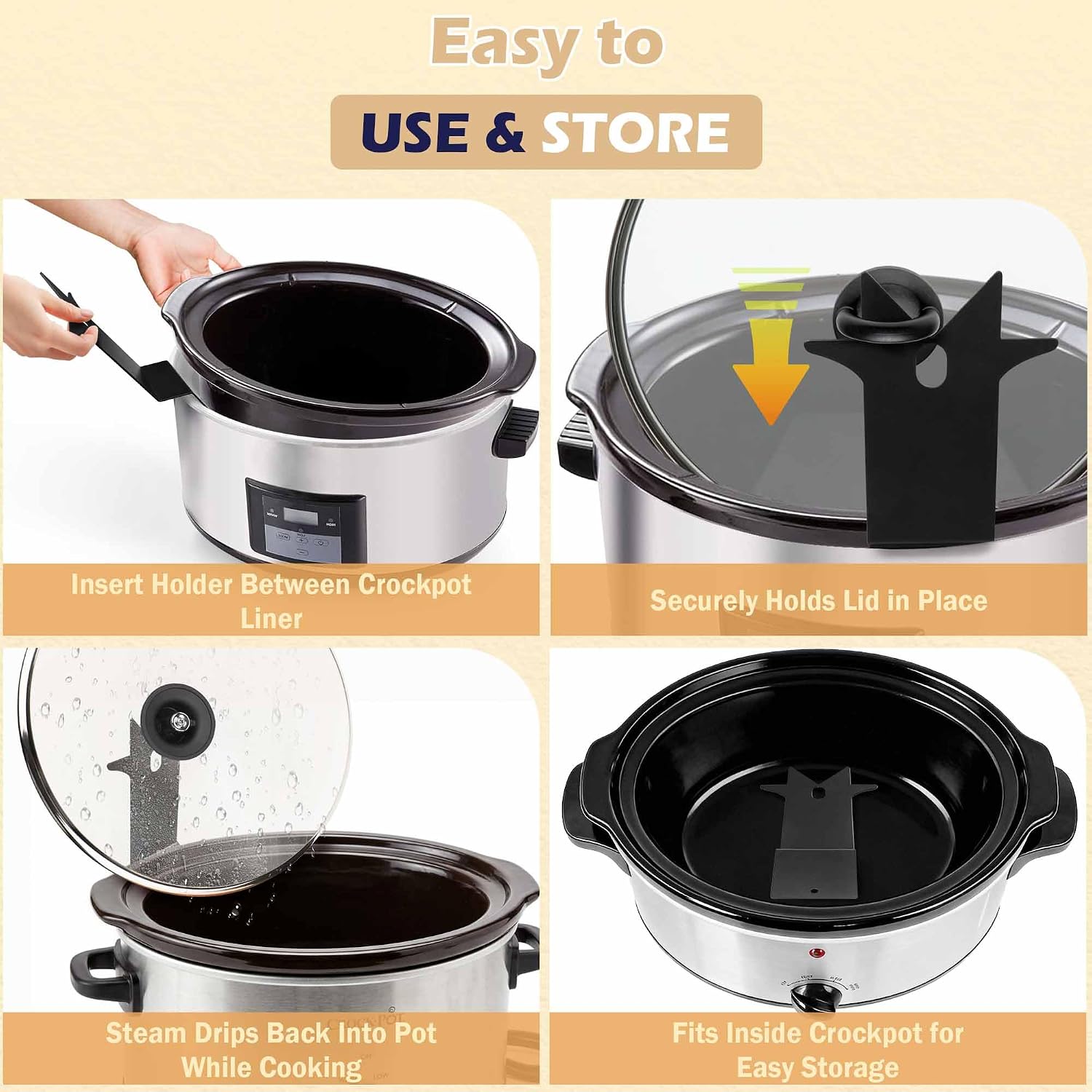 Slow Cooker Pot Lid Holder - Sturdy Lid Rack Designed for Oval & Round