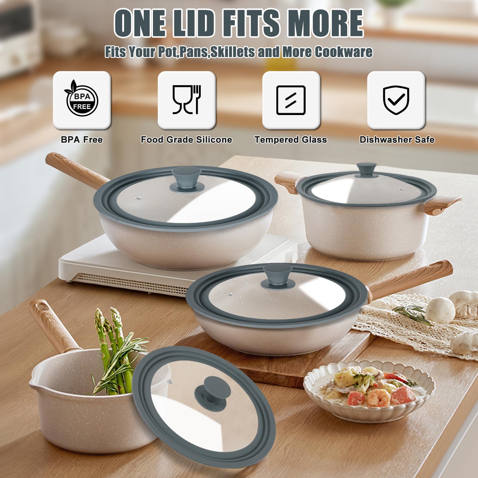 Universal Silicone Pot Lids - 2 Pack -3 Universal Silicone Pot Lids - 2 Pack -3