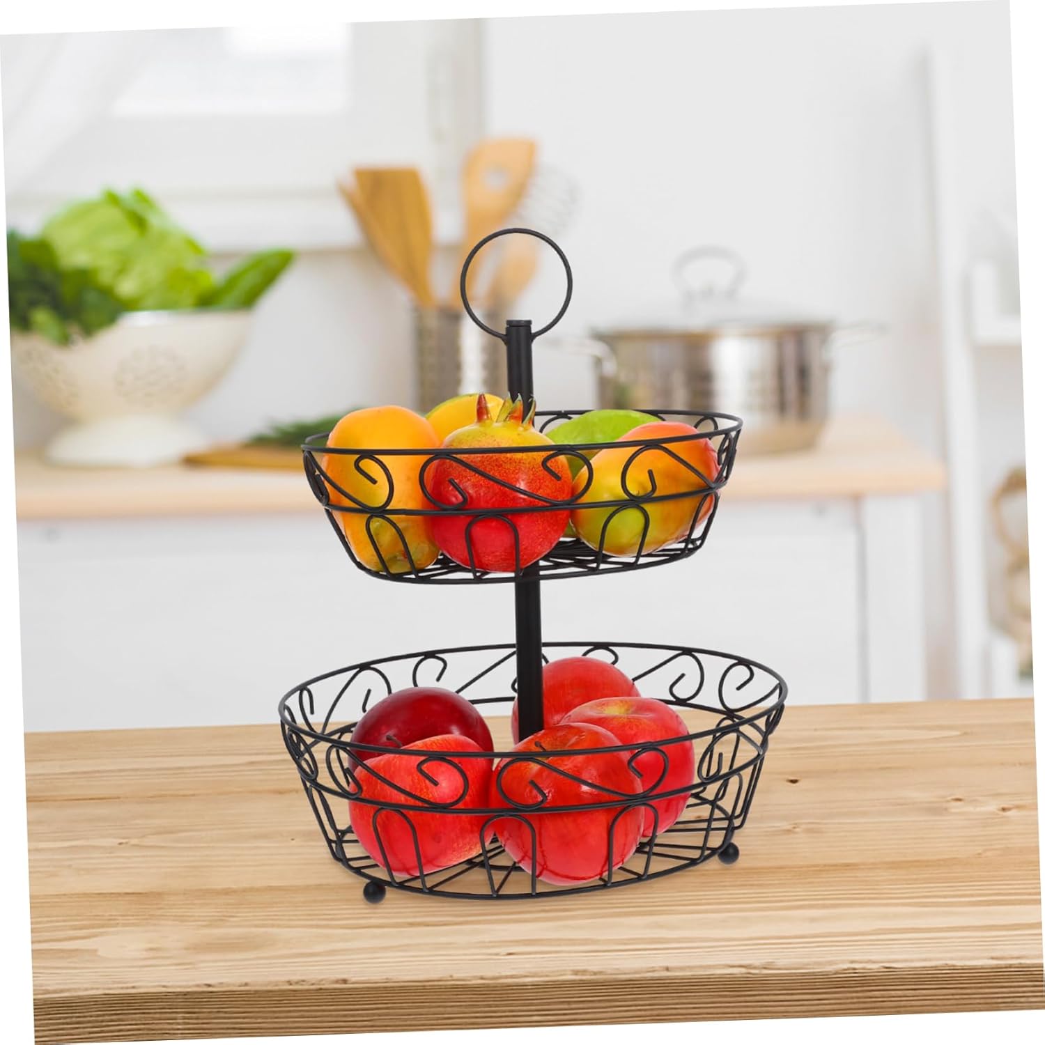 Mobestech Tiered Fruit Basket Wire Storage Bowl for Kitchen Counter Decorative Banana Holder Fruit Bowl