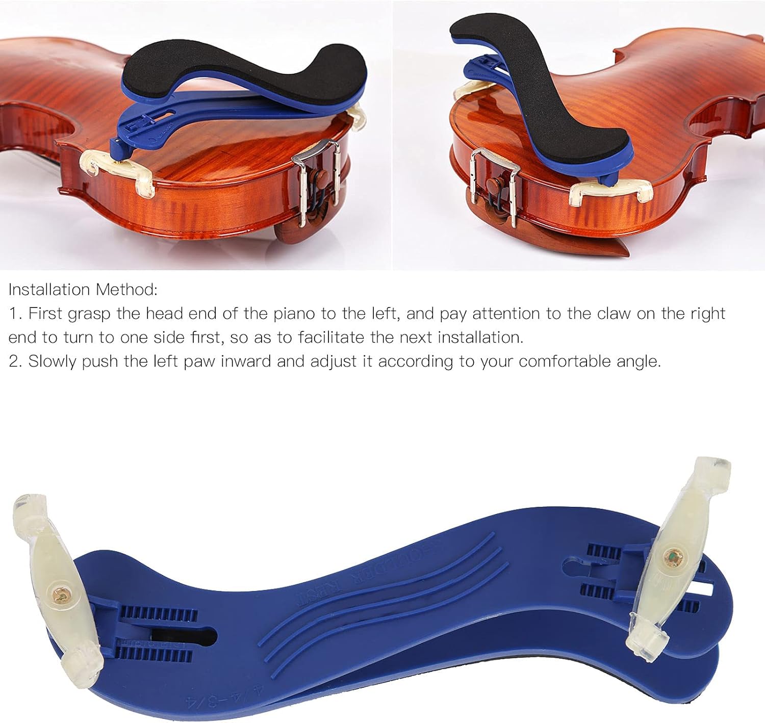 Violin Shoulder Rest Plastic Rubber Adjustable Comfortable Foam Pad Violin Instrument Accessory for 4/4 and 3/4 Violins(sky blue)