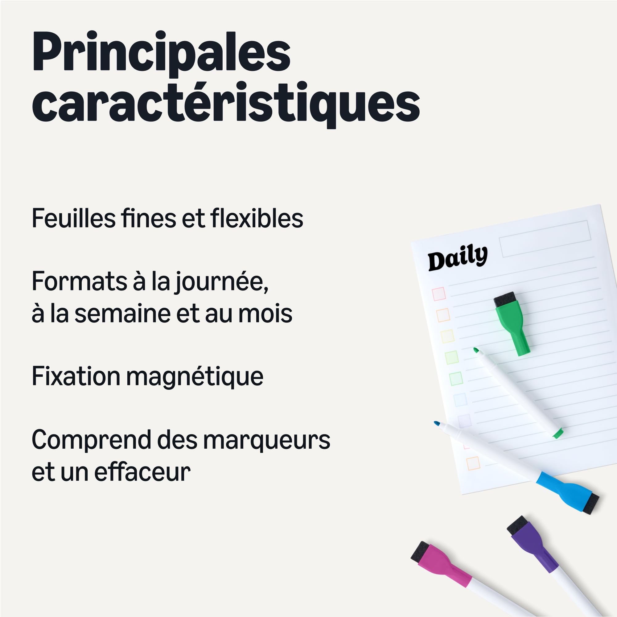 Amazon Basics Lot de 3 Tableaux Blancs Magnétiques Effaçables à Sec, Planning Mensuel Hebdomadaire Quotidien, 8 Marqueurs 1 Effaceur