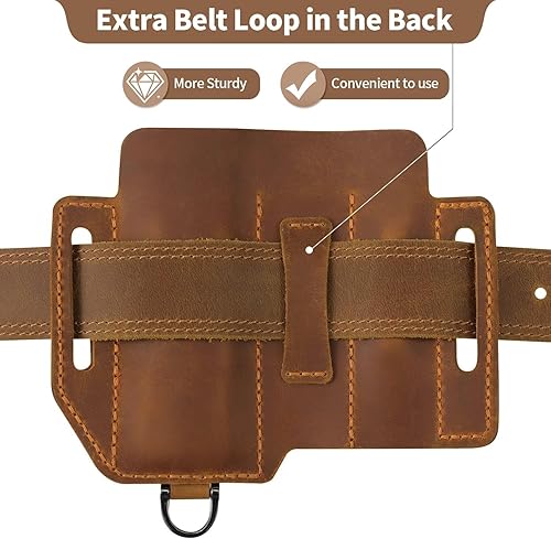 Vista 12 de Leatherman Multitool - Bolsa EDC para hombre, funda multiherramienta para cinturón, funda de cuero, bolsa de herramientas para linterna, regalos