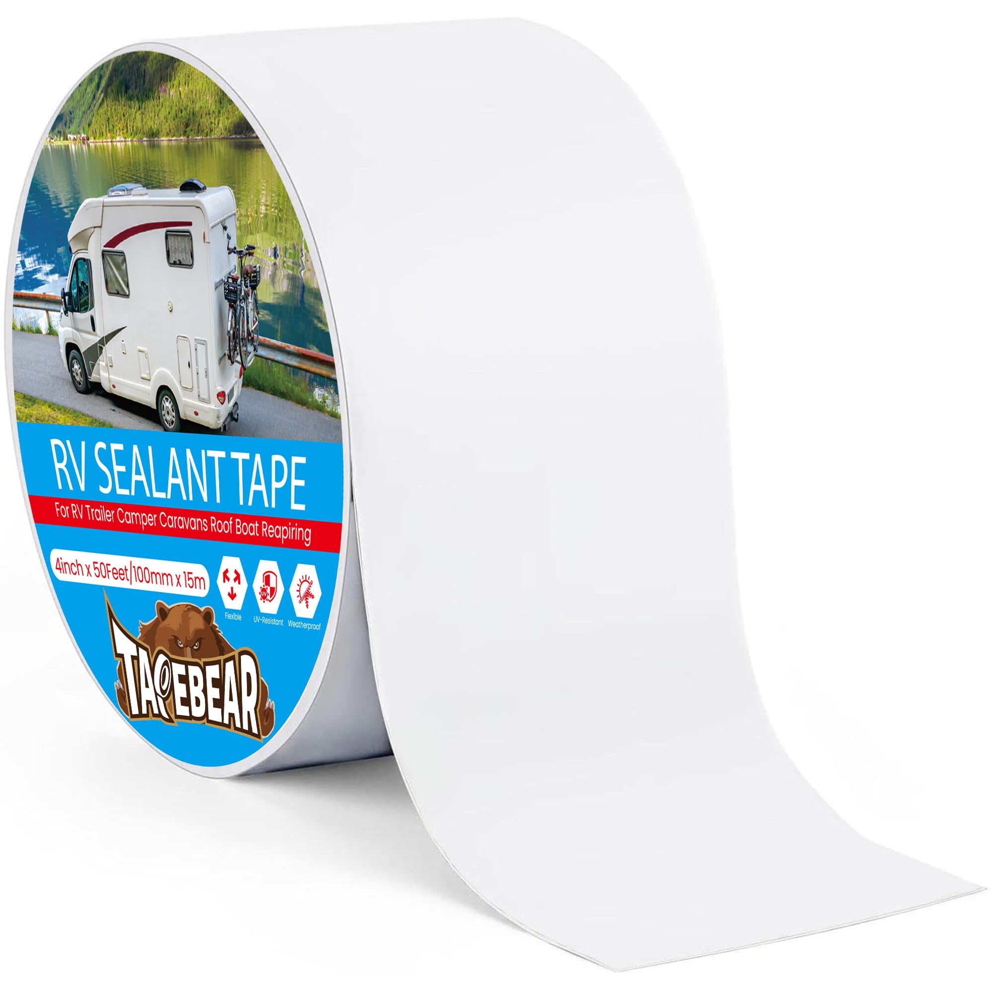 TAPEBEAR RV Sealant Tape 10cm*15m, RV Roof Tape Waterproof Seal Tape UV & Weatherproof Repair Sealant Roofing Tape Stop Leak for Camper, Trailer,Boat