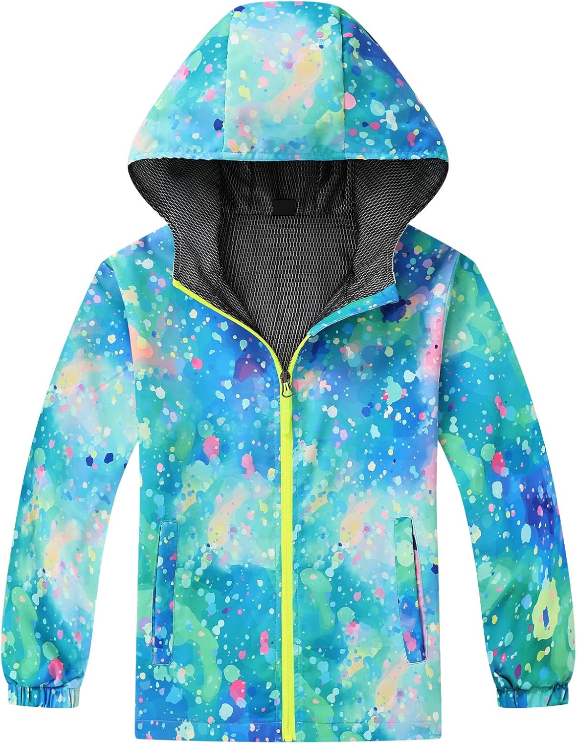 Happy Cherry Toddler/Kid Boys Girls Printed Windbreaker Jacket Mesh Lined Water-Repellent Hoodie Coat 4-12Y