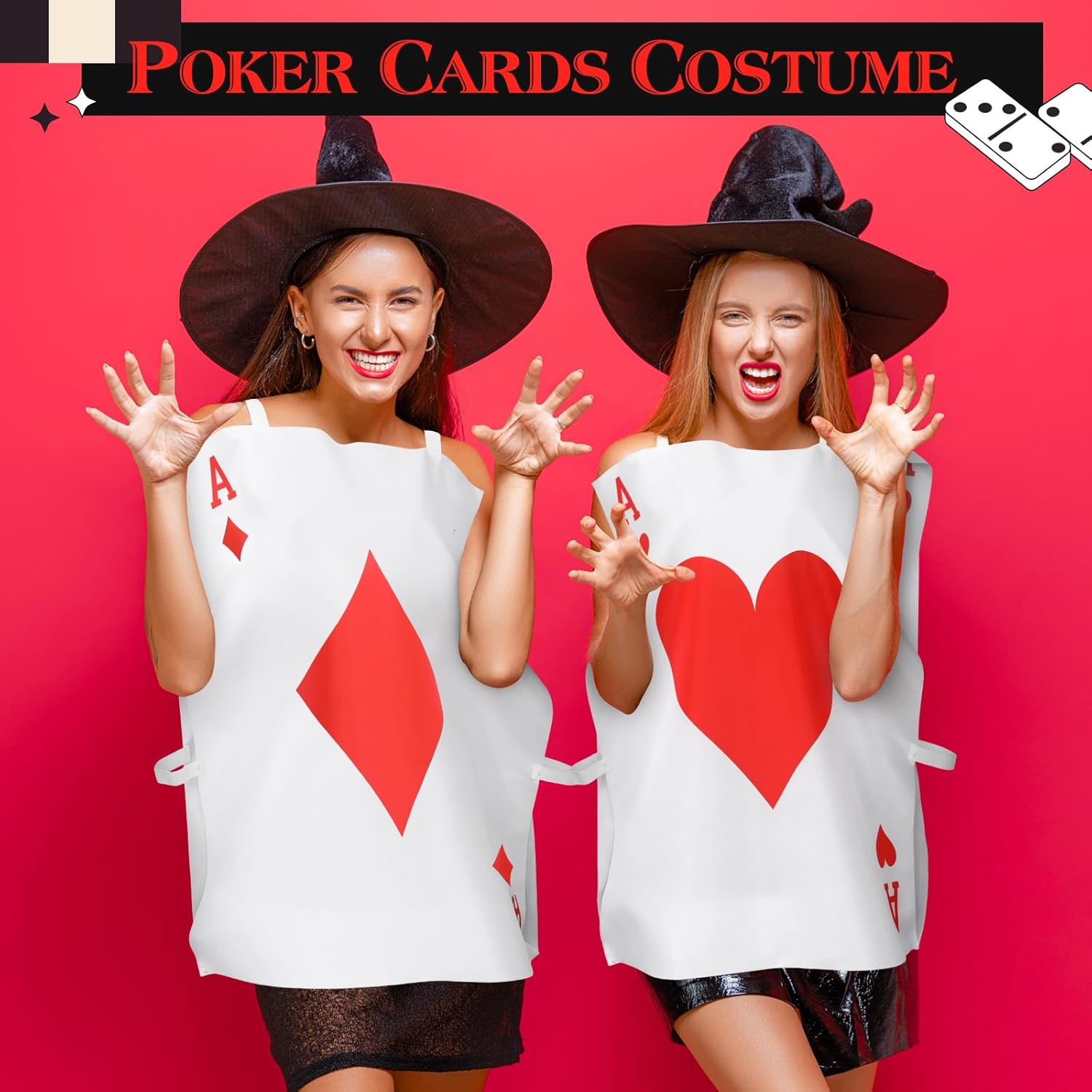 4 Sets Halloween Poker Vests Playing Card Costume Set with Hook and Loop for Trick or Treat Casino Party - Image 5
