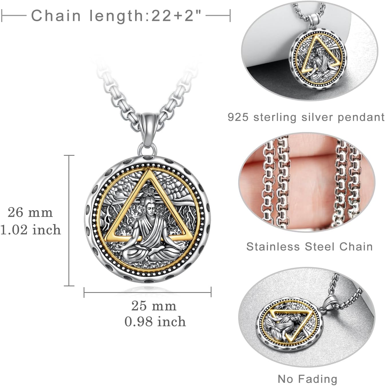 Sobriety Gifts for Men 925 Sterling Silver Alcoholics Anonymous Necklace AA Sobriety Jewelry Gifts for Men Women - Image 4