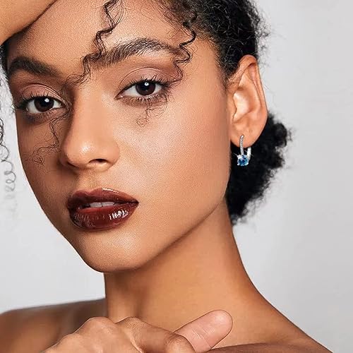 Miniatura 5 de Aretes colgantes de diamante de 1 quilate para mujer, chapados en oro de 18 quilates, circonita cúbica, palanca colgante, aretes de novia, joyería