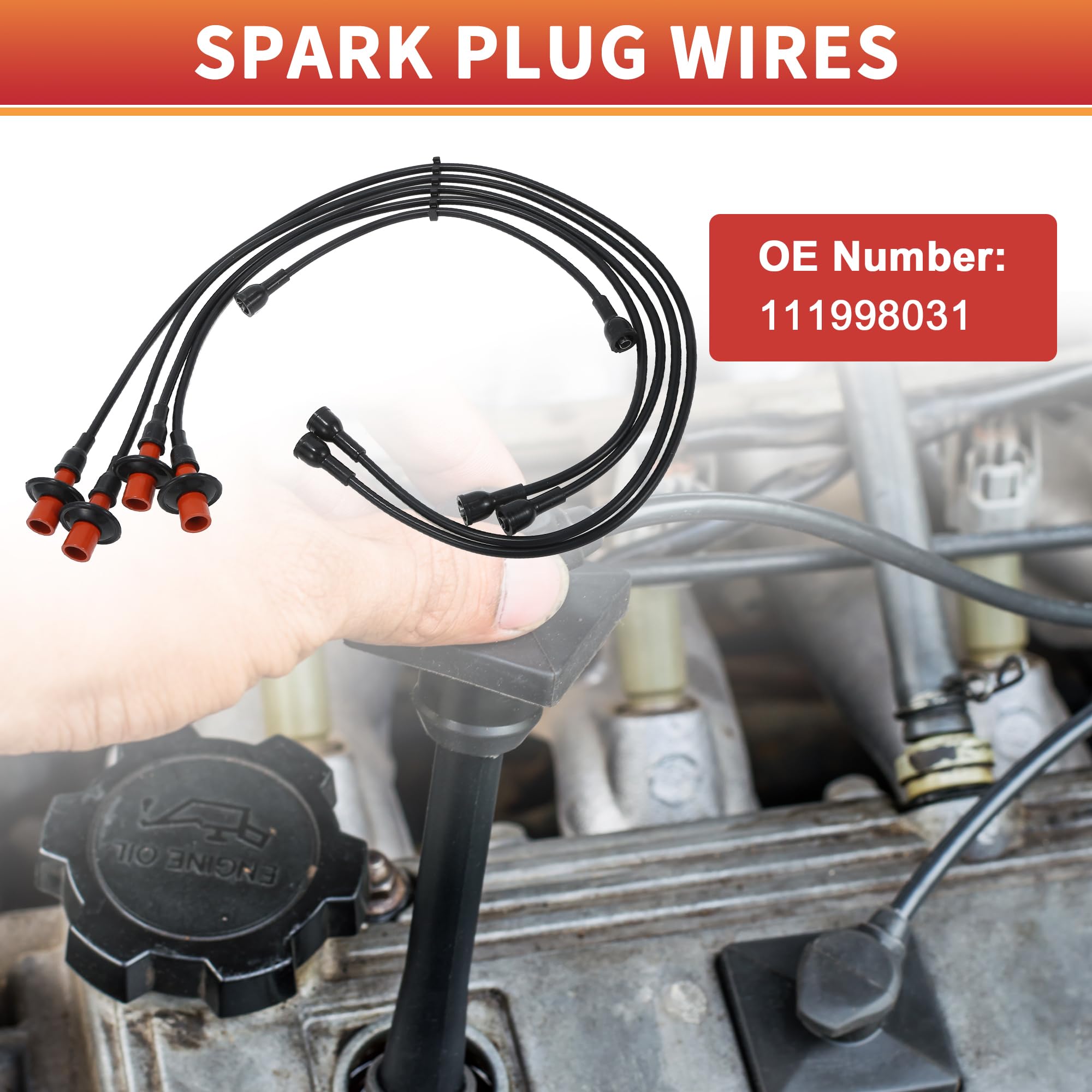 QUARKZMAN Cavo Bobina Candele Accensione per VW Kaefer Besondere Aufbauform 1200 1.2 (1947-2003) 25kW No.111998031 - Confezione da 5