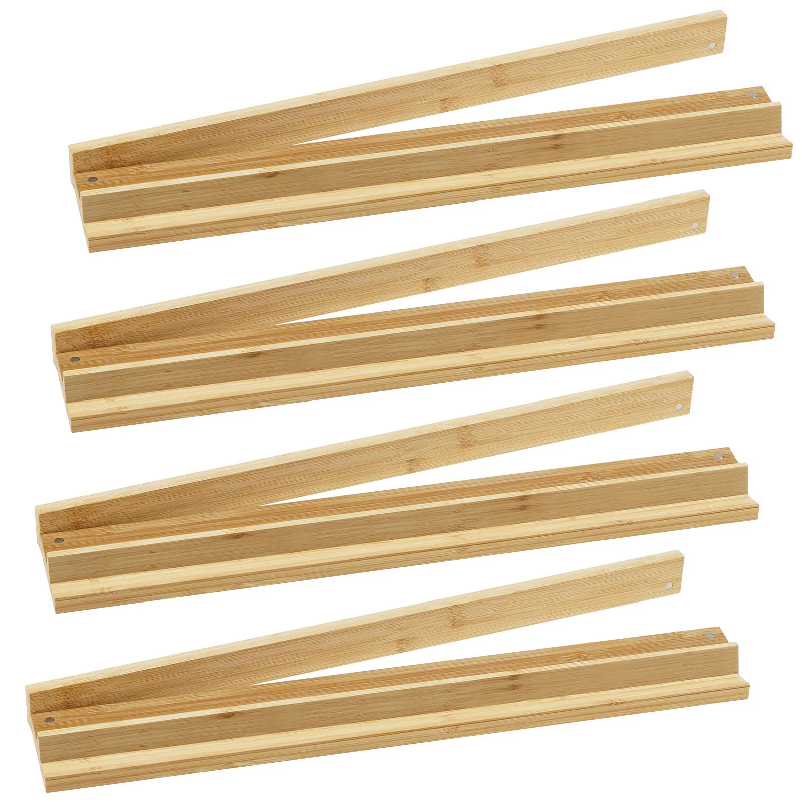 Set of 4 Upgraded Mahjong Racks with Pushers, Bamboo All-in-One Tile Racks with Built-in Push Rods for American Mahjong Games, Portable American Mahjong Accessories