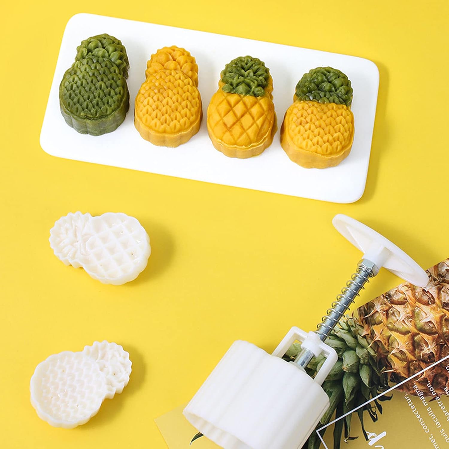 2 Set Pineapple Plastic Mooncake Mold Lotus Stamp Hand Press Moon Cake Mould Cookie Cutter Bakeware Tools