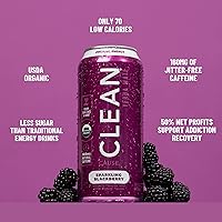 Vista 3 de Gaseosa de yerba mate de mora, orgánica, baja en calorías y azúcar (160 mg de cafeína), latas de 16 onzas, paquete de 12 unidades – CLEAN Cause – El