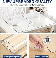 Vista 2 de Protector de plástico transparente de 24 x 48 pulgadas para mesa de comedor, mantel de escritorio de oficina, muebles de madera, mesa de café, mesa