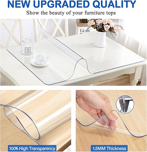 Miniatura 2 de Protector de mesa de plástico transparente de 12 x 54 pulgadas para escritorio de oficina, protector de mesa, mantel rectangular de vinilo de PVC,