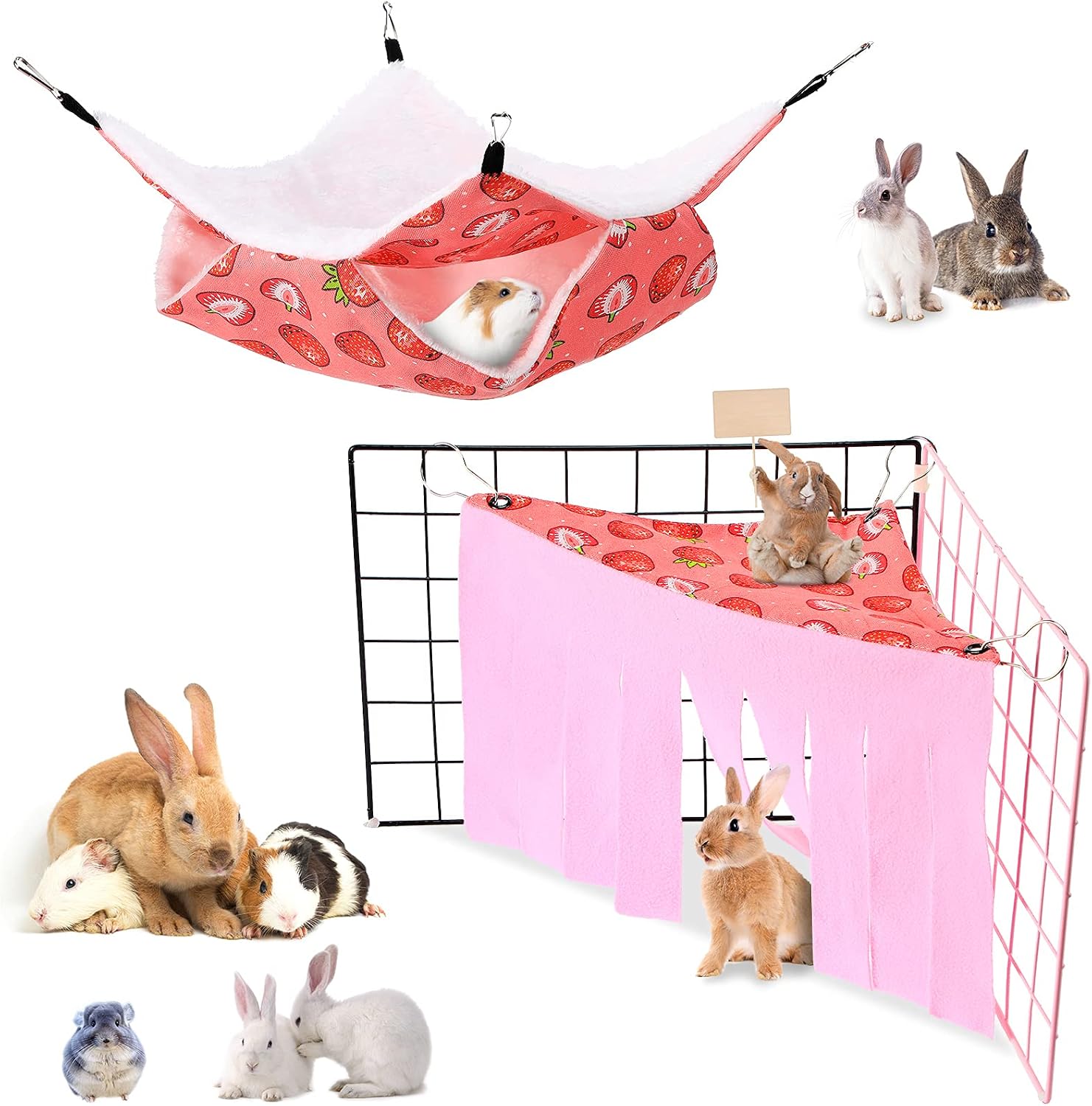 Small Animal Hanging Hammock and Guinea Pig Hideout Corner Hamster Hammock Hideout for Guinea Pigs Bunkbed Hammock Toy Peekaboo Toy for…