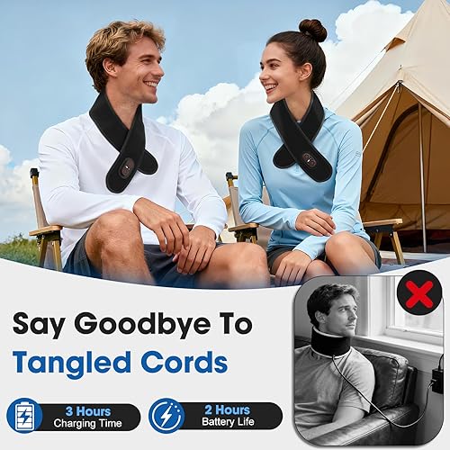 Miniatura 5 de Almohadilla térmica inalámbrica para el cuello con masaje, masajeador de cuello con calor, almohadilla térmica para el dolor eléctrico, envoltura