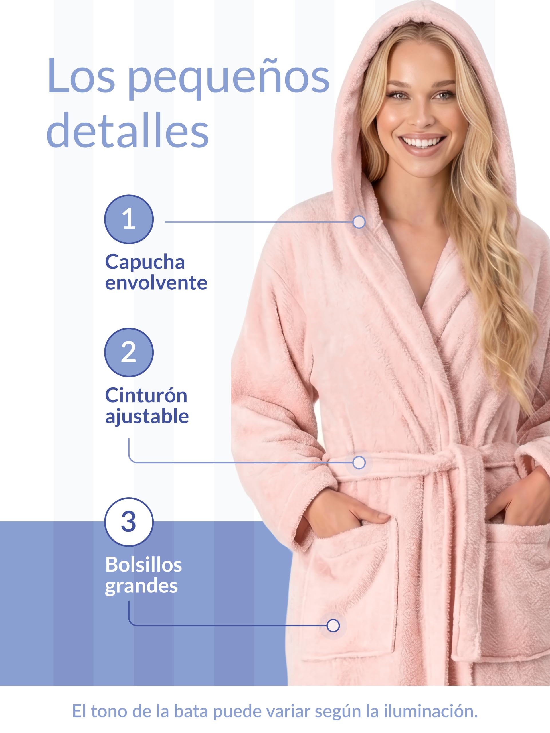 Twinzen Bata de Baño Mujer - 100% Algodón con Capucha