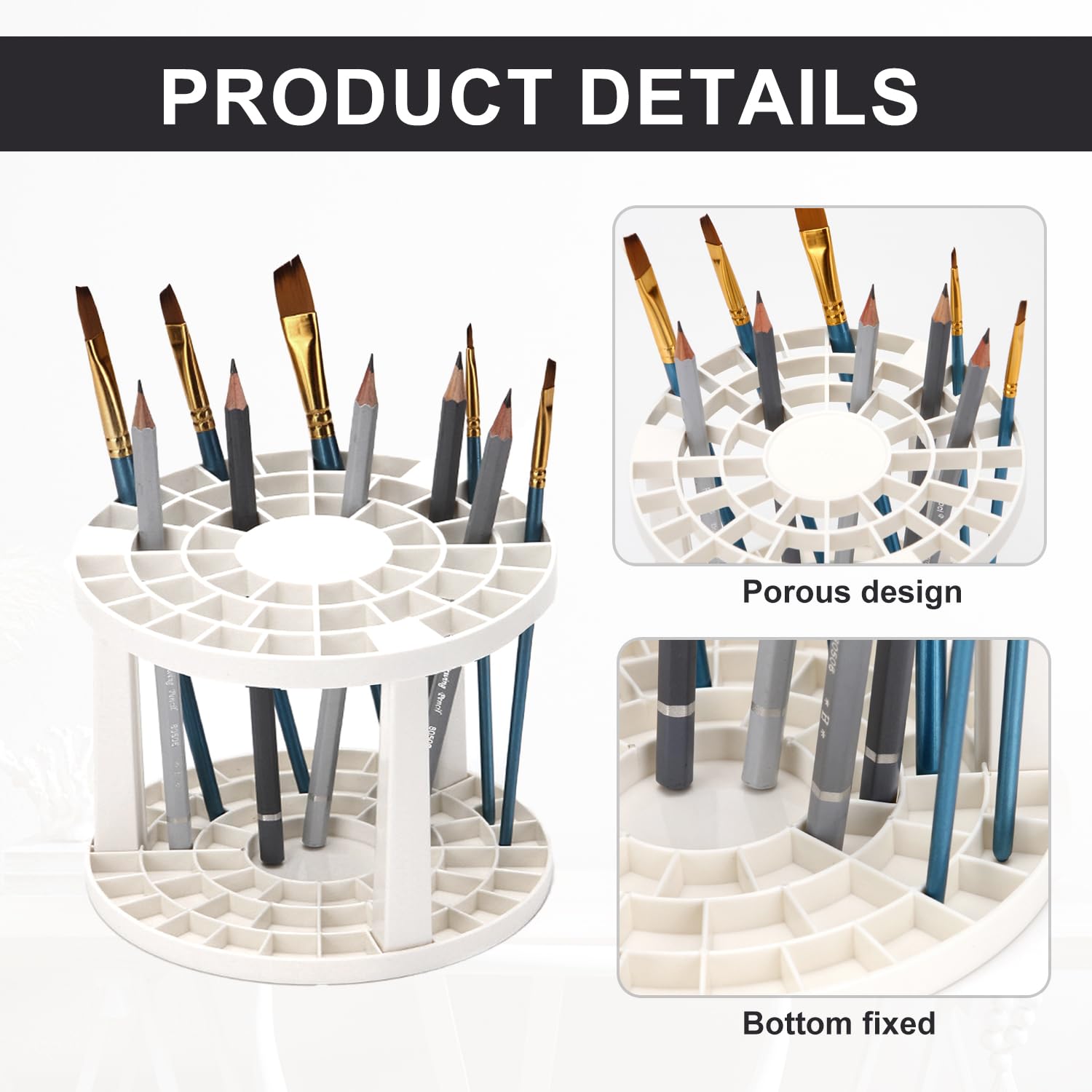 Brush Organiser, Brush Holder, Cosmetic Makeup Brush Holder, 49 Compartments, Makeup Brush Container - Image 4