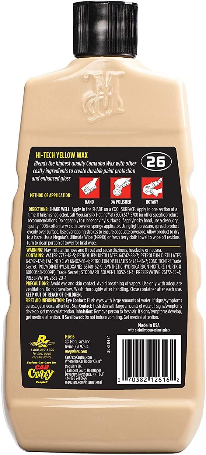 Meguiar'S Hi- Tech Yellow Wax (No. 26) Mirror Glaze 16 Fl. Oz. Yellow