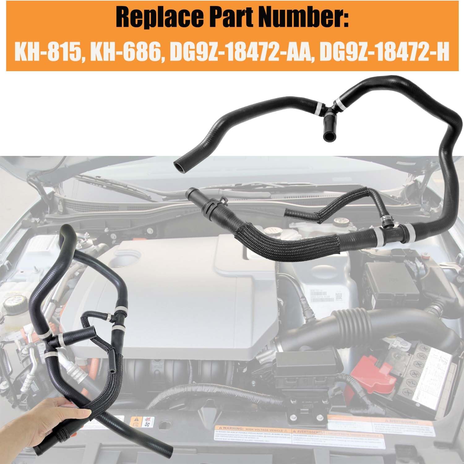 KH-815 HVAC Heater Hose Assembly Compatible with Ford Fusion 2.5L 2013-2020, Engine Coolant Hose Replace KH-686 DG9Z-18472-AA DG9Z-18472-H