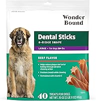 Vista 7 de Marca Yaxa – Wonder Bound Palitos dentales con sabor a pollo para perros grandes (más de 30 libras), forma de 6 crestas para control de placa