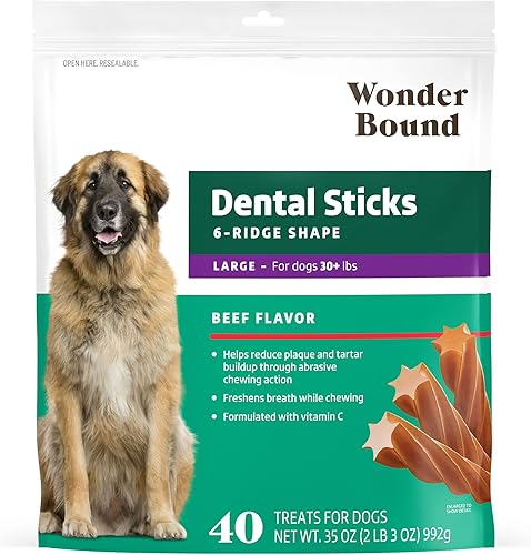 Miniatura 7 de Marca Yaxa – Wonder Bound Palitos dentales con sabor a pollo para perros grandes (más de 30 libras), forma de 6 crestas para control de placa