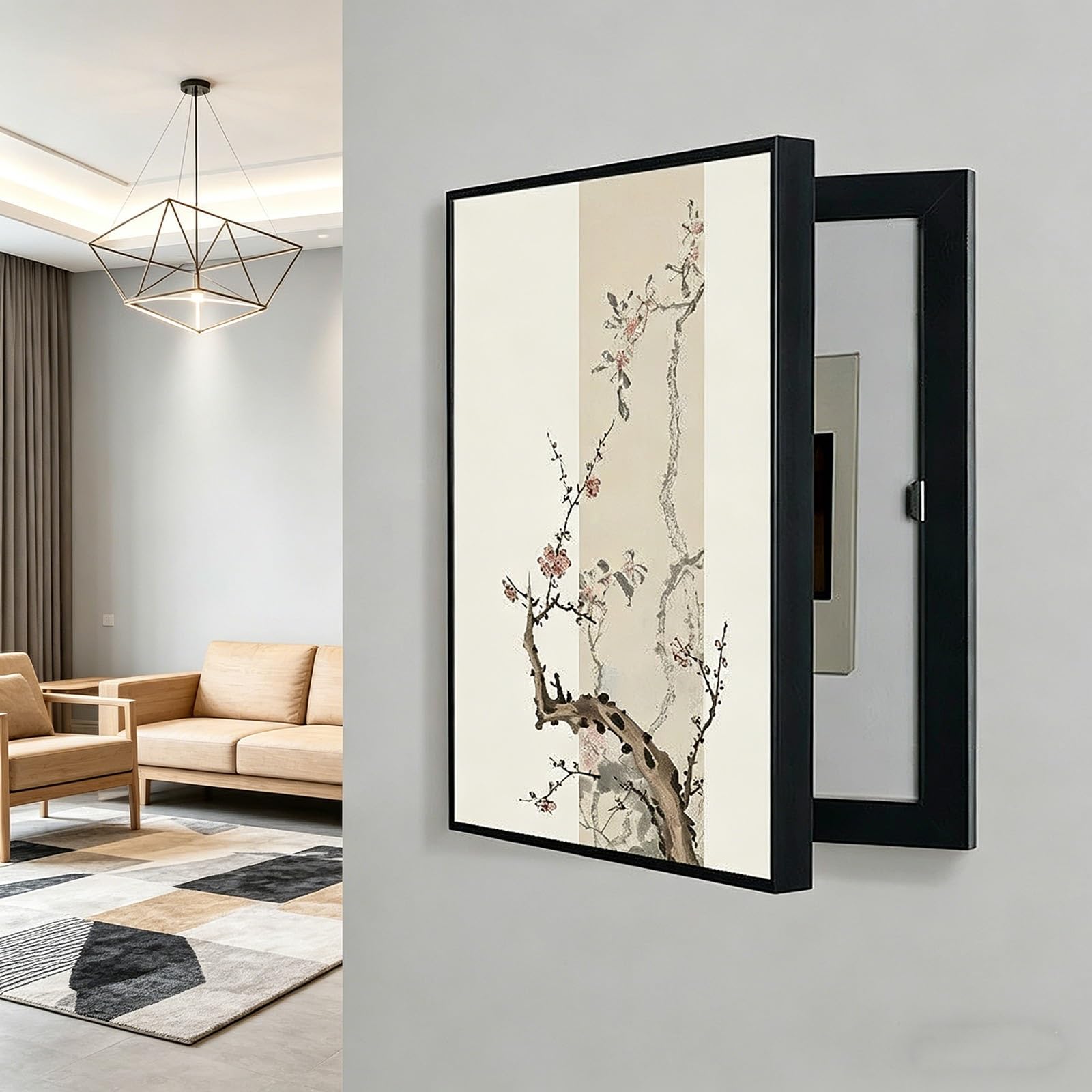 Dekoracyjne Osłony Skrzynek Bezpiecznikowych, Dekoracyjne ścienne Skrzynki Rozdzielcze, Ukryte Osłony Panelu Wyłączników do Salonu i Biura(Beige,40x50cm/16x20in)