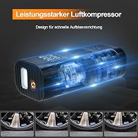SHTALHST Elektromos Pumpa 6000 mAh Akkumulátorral - 150 PSI Kompresszor LCD Kijelzővel Kerékpárhoz, Motorhoz, Autóhoz - Zseblámpa és Powerba 8