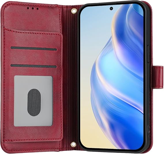 Compatible with OnePlus Ace 5 Ultra Case Cover,Compatible with OnePlus Nord 5 5G CPH2709 Flip PU Leather Zipper Wallet Protective Cases Red