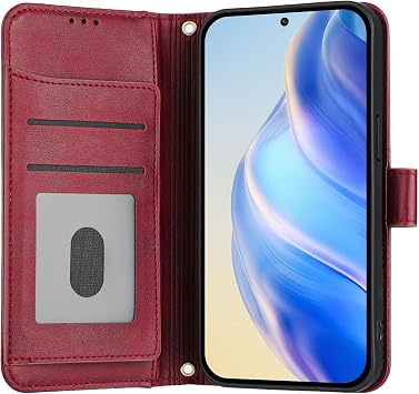 Compatible with OnePlus Ace 5 Ultra Case Cover,Compatible with OnePlus Nord 5 5G CPH2709 Flip PU Leather Zipper Wallet Protective Cases Red