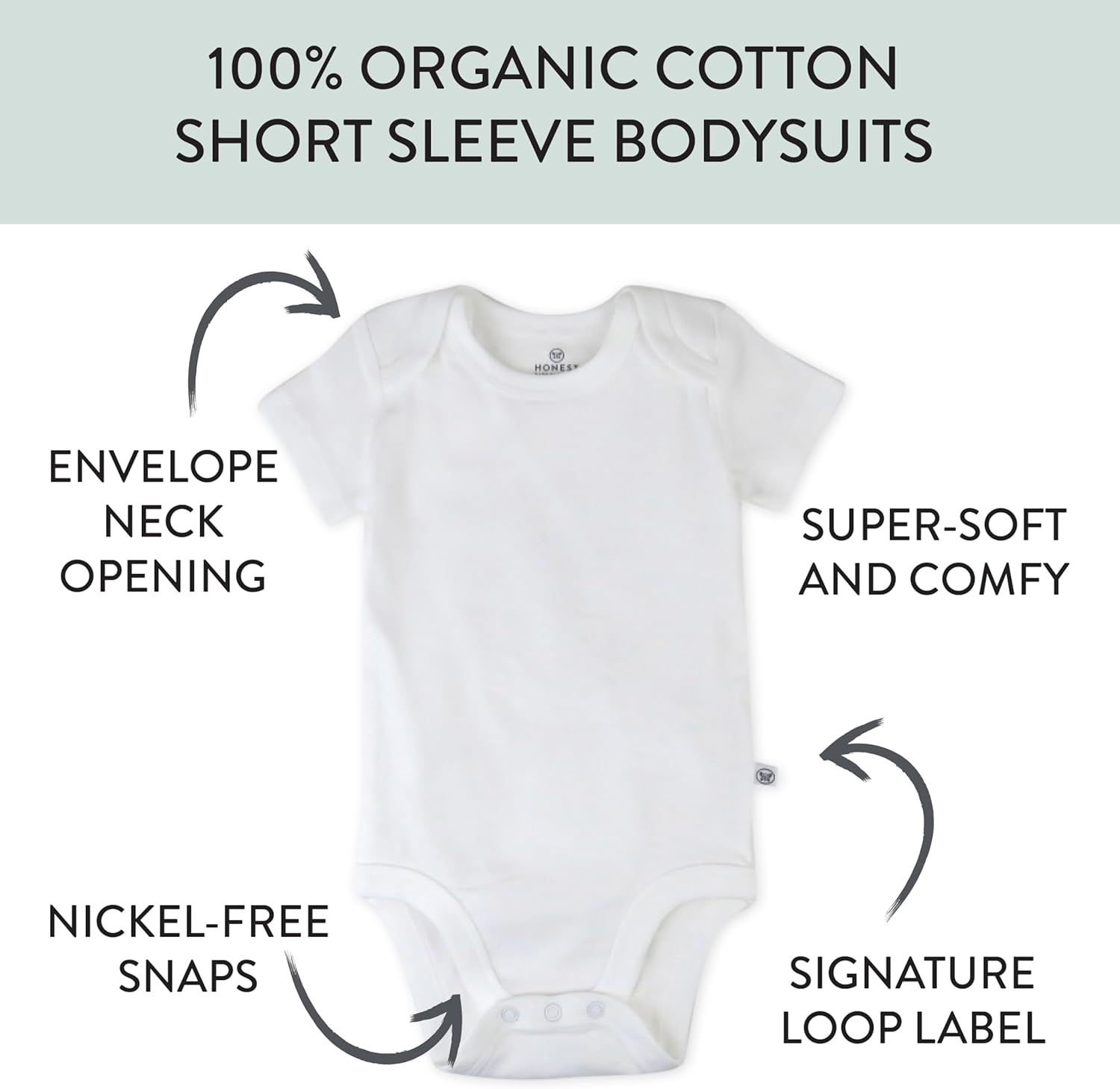 5-Pack Short Sleeve Bodysuits One-Piece 100% Organic Cotton for Infant Baby Boys, Bright White, 0-3 Months - Image 3