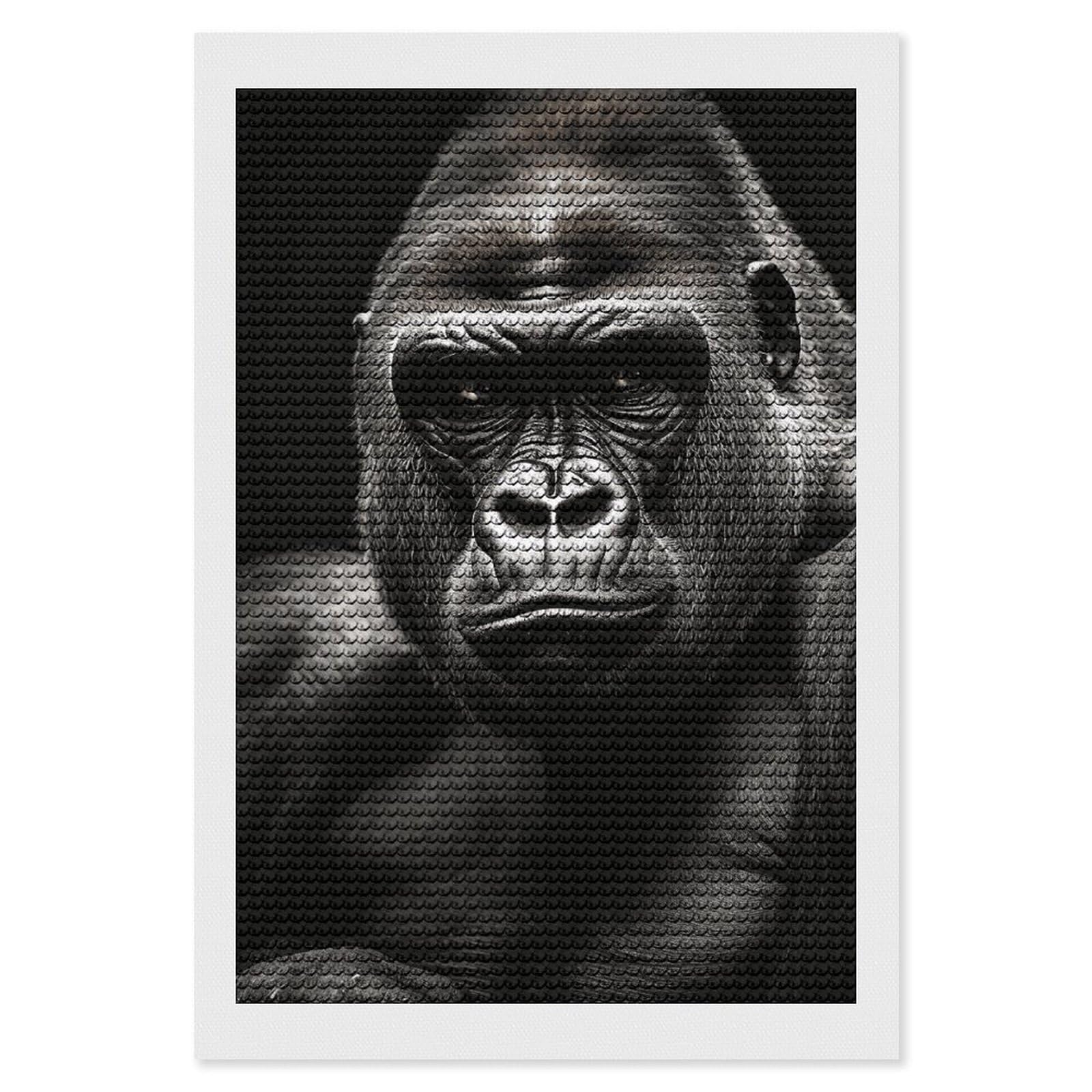 DWVTSLH Male Gorilla Diamond Painting Kits for Adults, Personalized Diamond Photo Art Full Drill, DIY 5D Diamond Art Painting Kits for Beginners, Home Wall Decor 8"x12"
