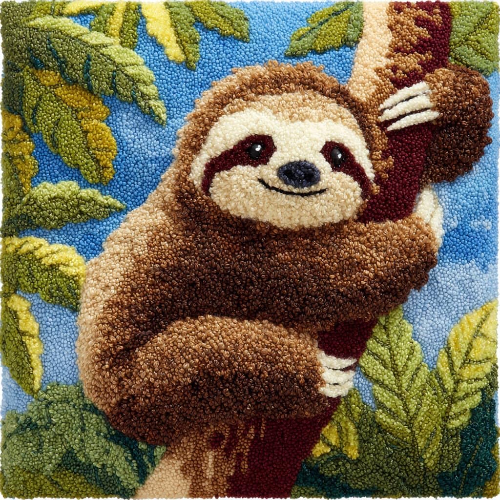 WallustrioaW Latch Hook Cushion Kits for Adults,Animal Sloth