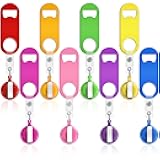 Honoson 8 Pieces Retractable Bottle Opener Bartender Flat Beer Opener with Round Badge Reel Clips Holder for Kitchen Restaurant Home Supplies Party Gifts (Classic,Assorted Color)