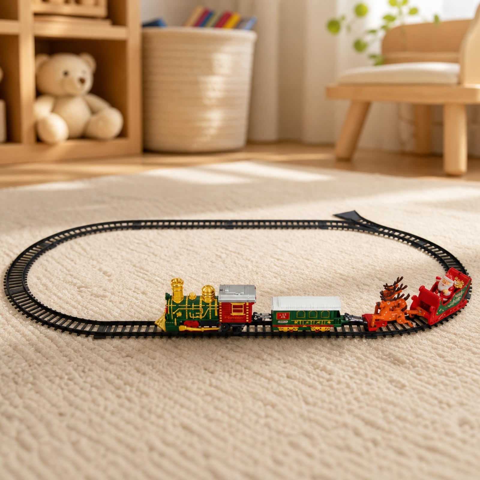 Qianly Ferrovia Gioclo Interattivo Trenino con e per Bambini da 4 a 6 Anni, Area Giochi