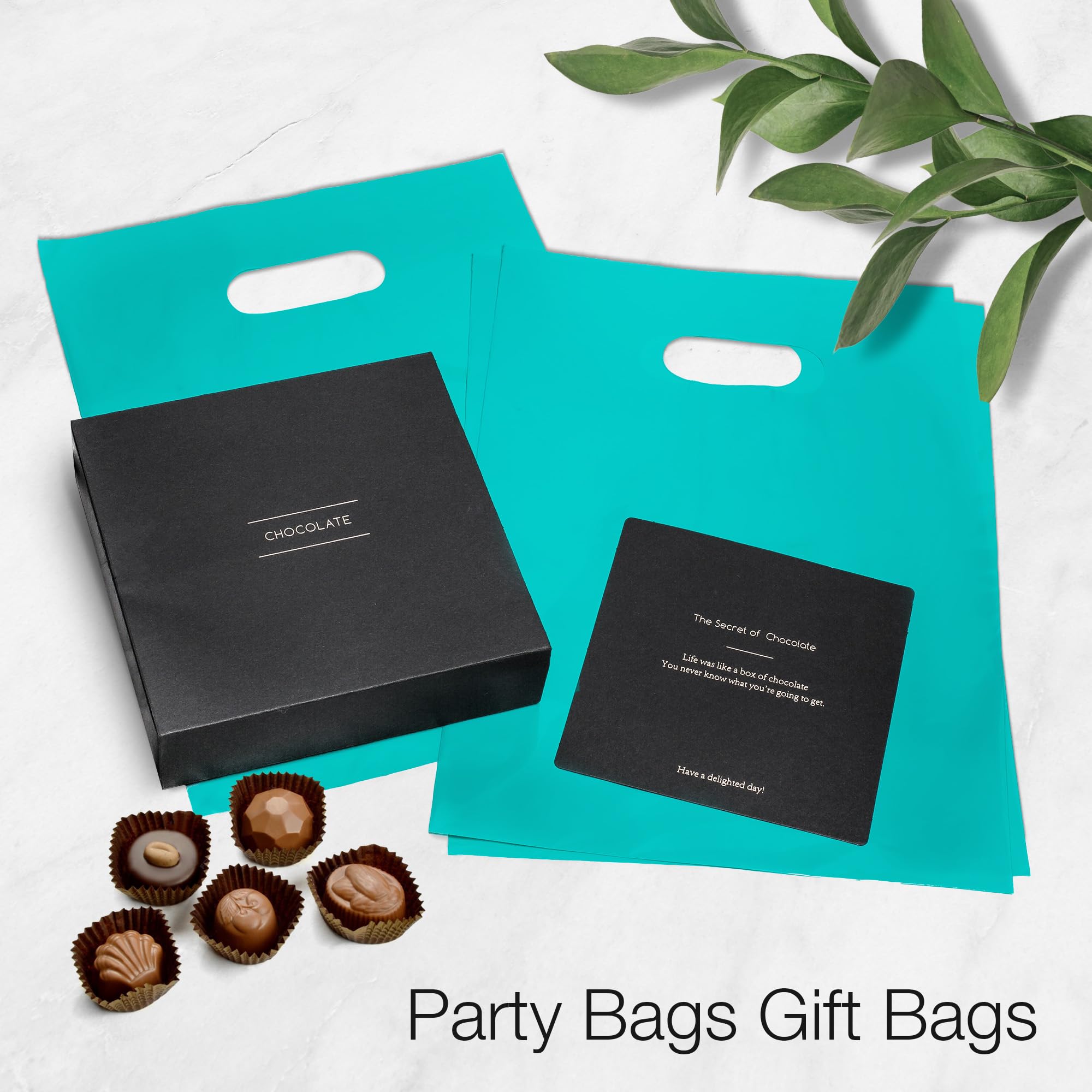 Choice Marts 100 Teal Bags for Small Business 9"x12" Perfect For Merchandise And Retail Extra Thick 1.5Mil Glossy Thank You Bags With Handles