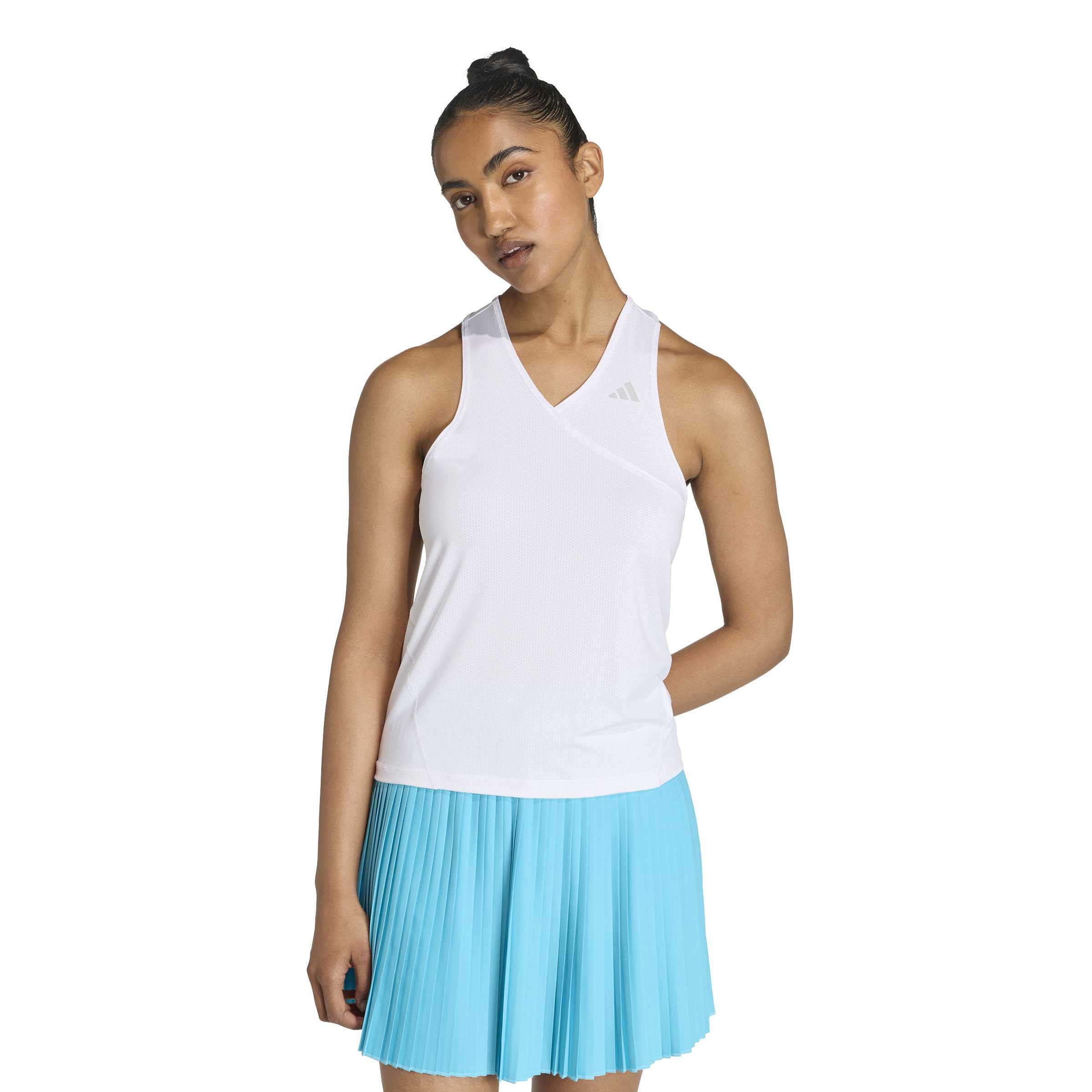 adidas Women's Club Tennis Climacool V-Neck Tank Shirt, White/White, XS