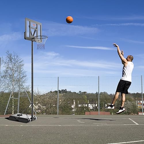 Miniatura 8 de VEVOR Aro de baloncesto para exteriores de 4 a 10 pies de altura ajustable, tablero de policarbonato de 44 pulgadas, aro de baloncesto y portería