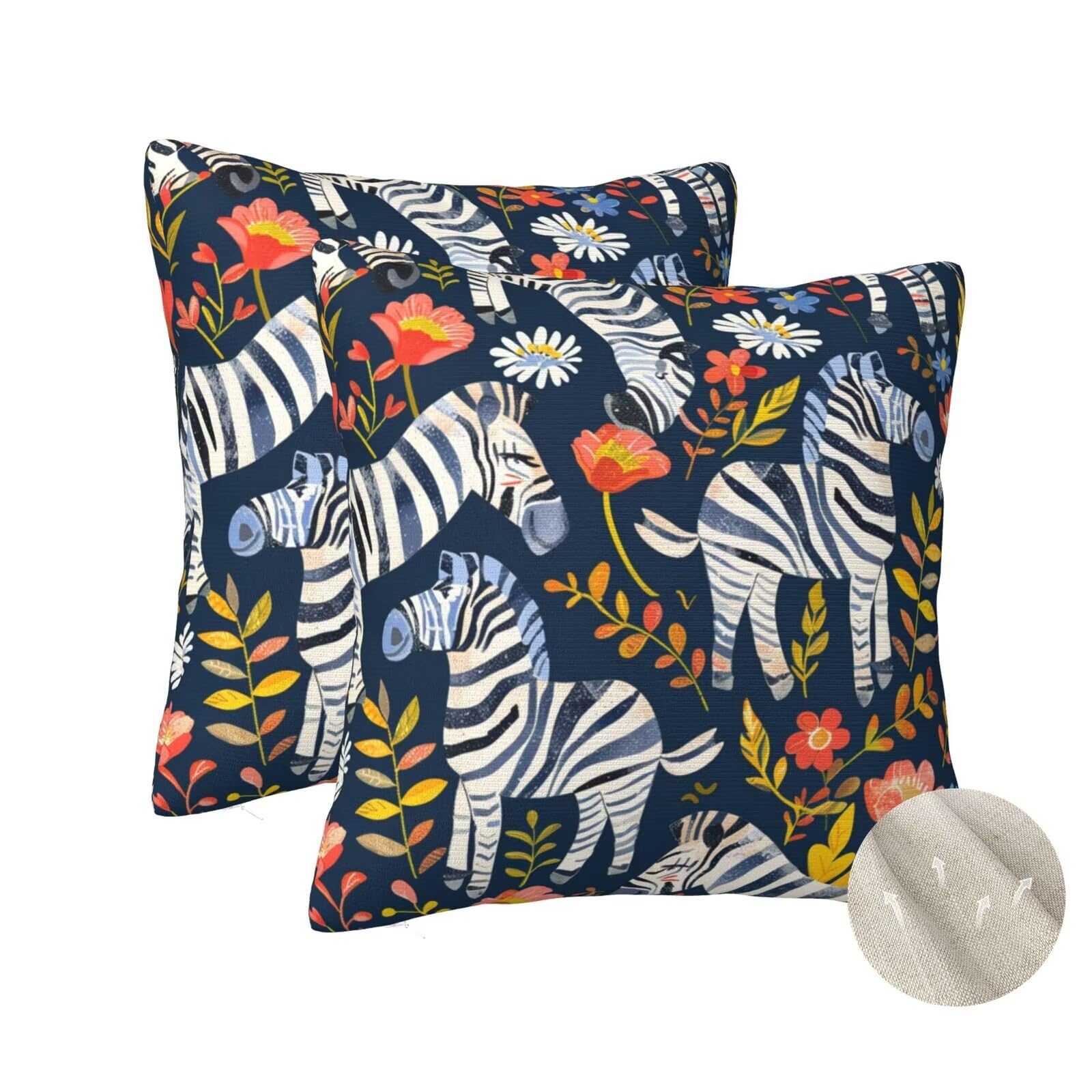 Housses de coussin 50x50 cm pour rénover un canapé terne avec le motif zèbre