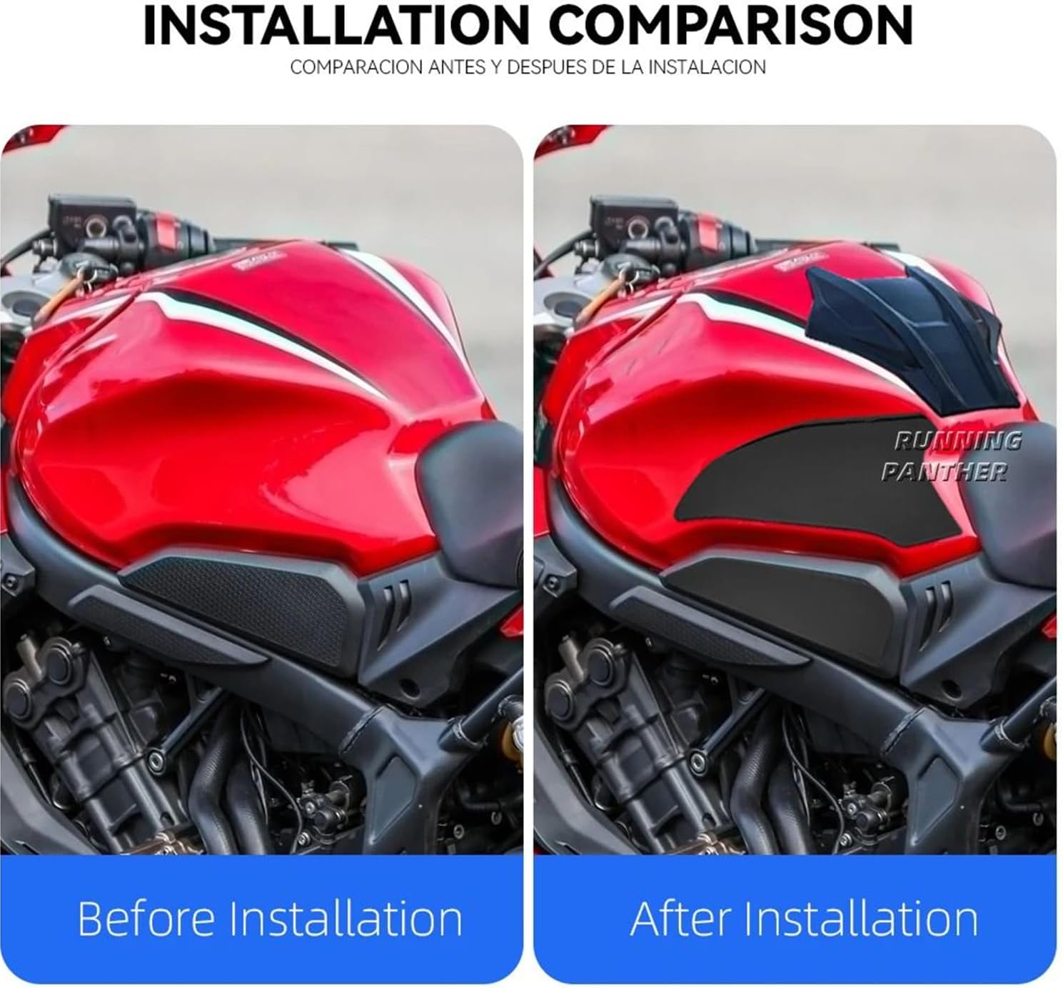 New Side Tank Pads Sticker Compatible with CB650R CBR650R CB CBR 650 R 650R 2019-2023 Motorcycle Accessories Anti-Slip Side Middle Fuel Oil Tank Pad Protector Decals Sticker Pads (Middle)