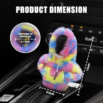 Car Shift Knob Hoodie, Plush Gear Shift Cover, Colorful Hoodie Style, Universal Fit for Manual and Automatic Cars, Universal Automotive Accessories Interior (Pink)