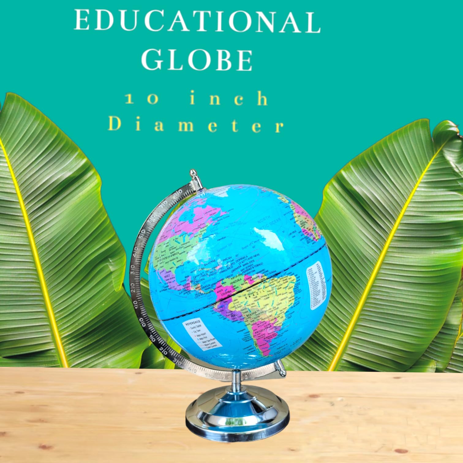 GeoKraft 10 Inch Diameter World Globe with Magnifying glass and Atlas for Kids/Office Decor/Home Decor/Birthday Gift(Blue) - Image 5 thumbnail