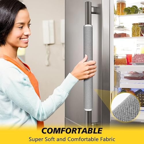 Miniatura 5 de Fundas para manijas de puerta de refrigerador, 6 piezas, decoración de electrodomésticos de cocina, fundas de tela para nevera, microondas y