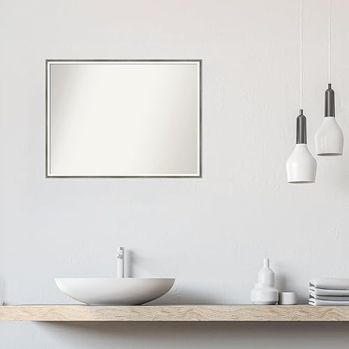 Miniatura 5 de Amanti Art Silver Bathroom Mirror for Over Sink, 22x29 Custom Made Lucie Silver White Rectangle Vanity Mirror, Large Modern Wood Frame, Hangs