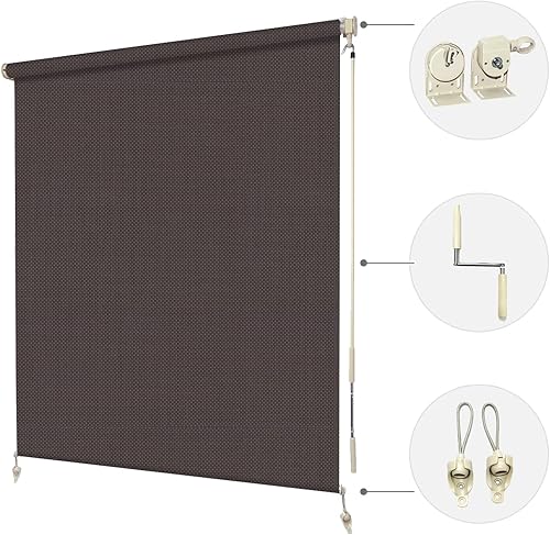 Miniatura 2 de Sunbox Persianas enrollables para exteriores, impermeables, inalámbricas, funciona con manivela, persiana enrollable de privacidad y protección UV