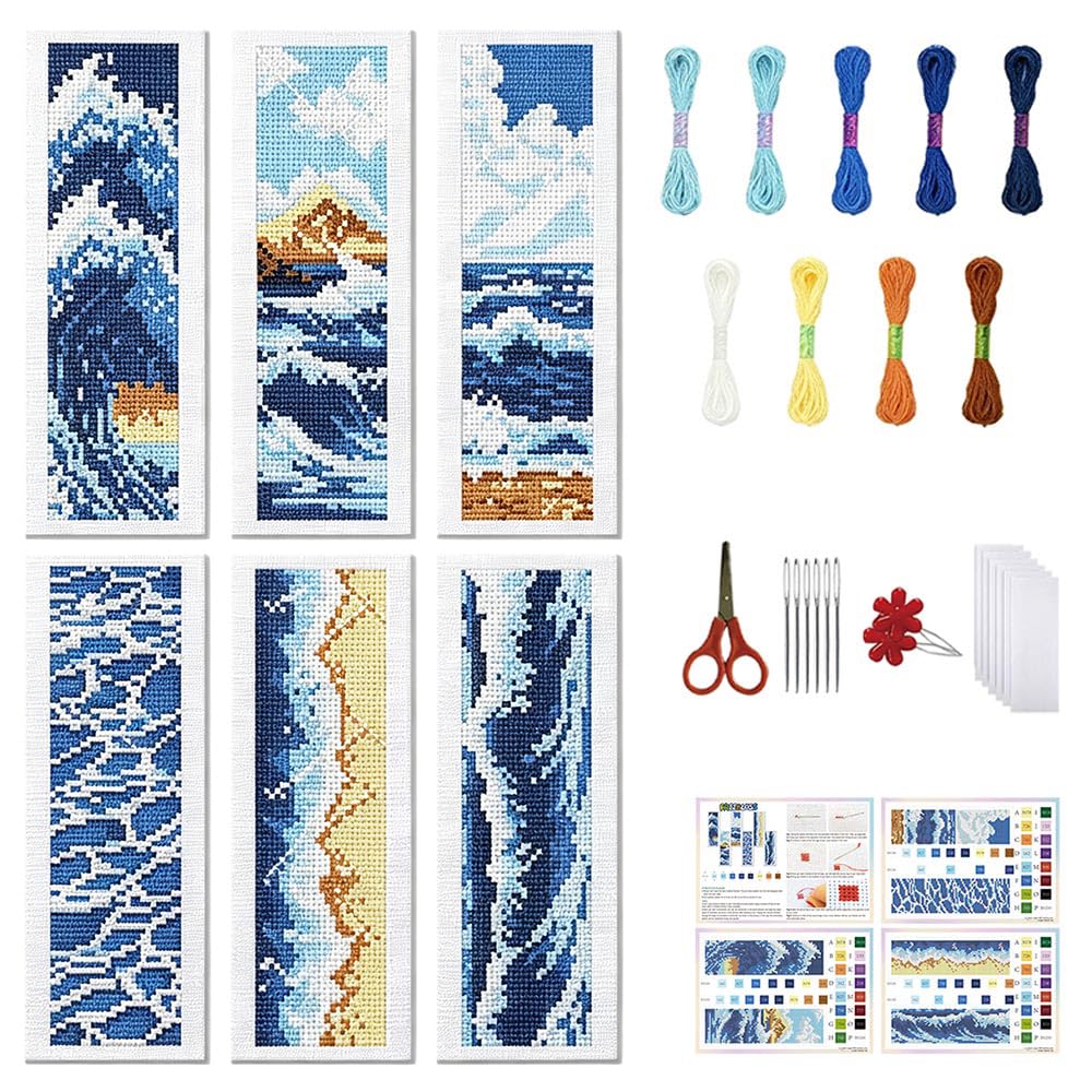 FREEBLOSS Cross Stitch Bookmark Kits - 6 Sets -12