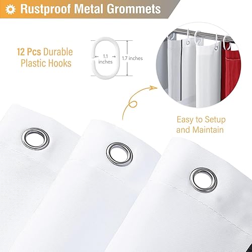 Miniatura 4 de BTTN - Cortina de ducha extralarga, juego de cortinas de ducha geométricas decorativas de 72 x 84 pulgadas, con 12 ganchos de plástico, repelente al